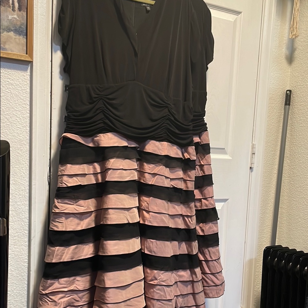 Elegant Black and Pink Striped Dress